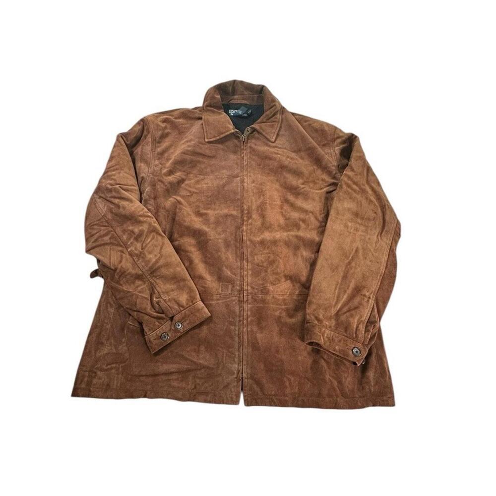 Vintage Polo Ralph Lauren Jacket Men Large Leather Suede Bomber Brown Wool Lined